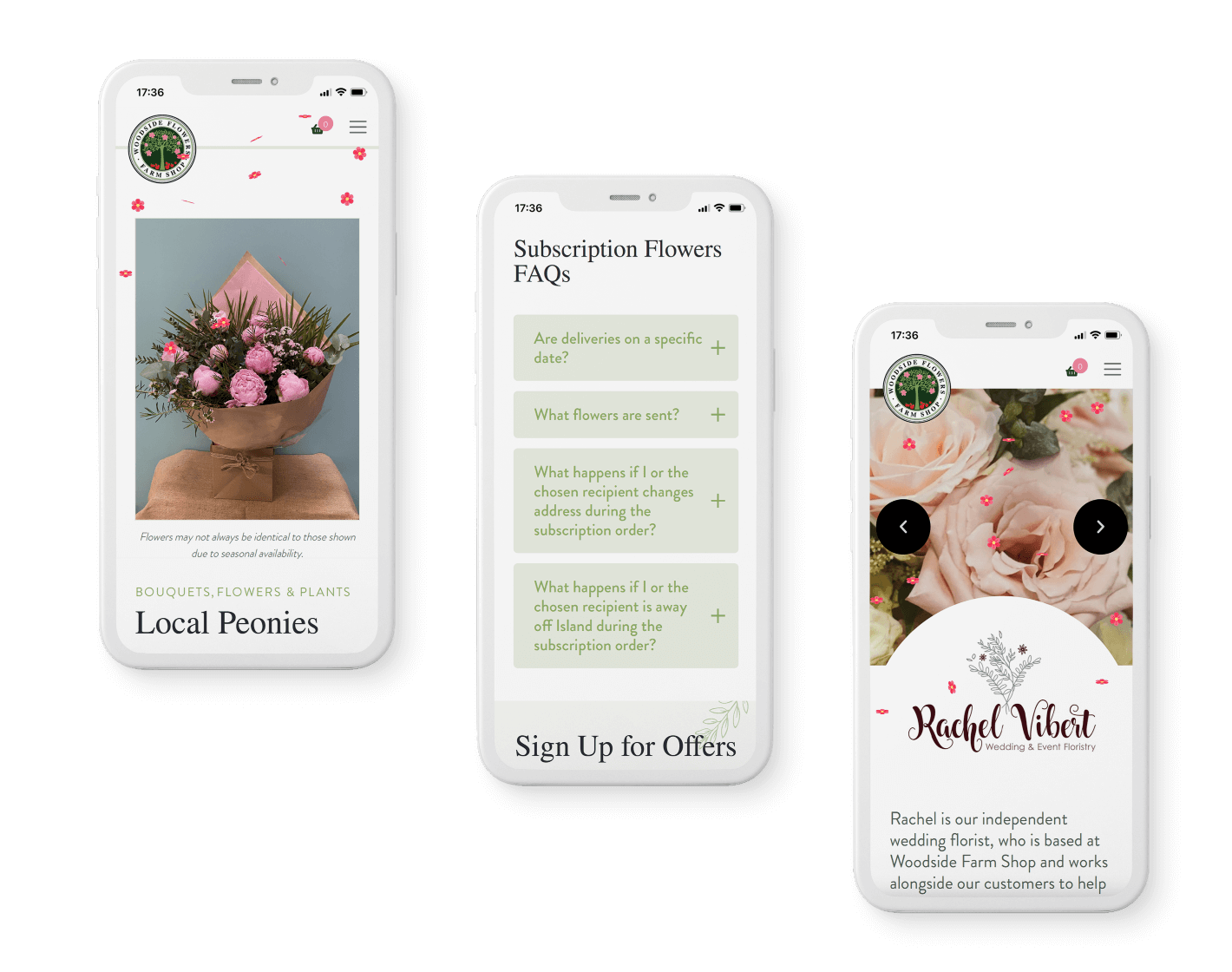 Woodside Flowers Website Pages on Mobile Device
