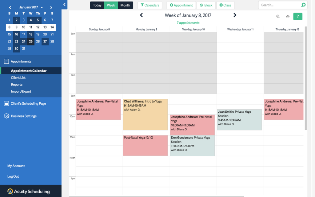Acuity for scheduling client meetings