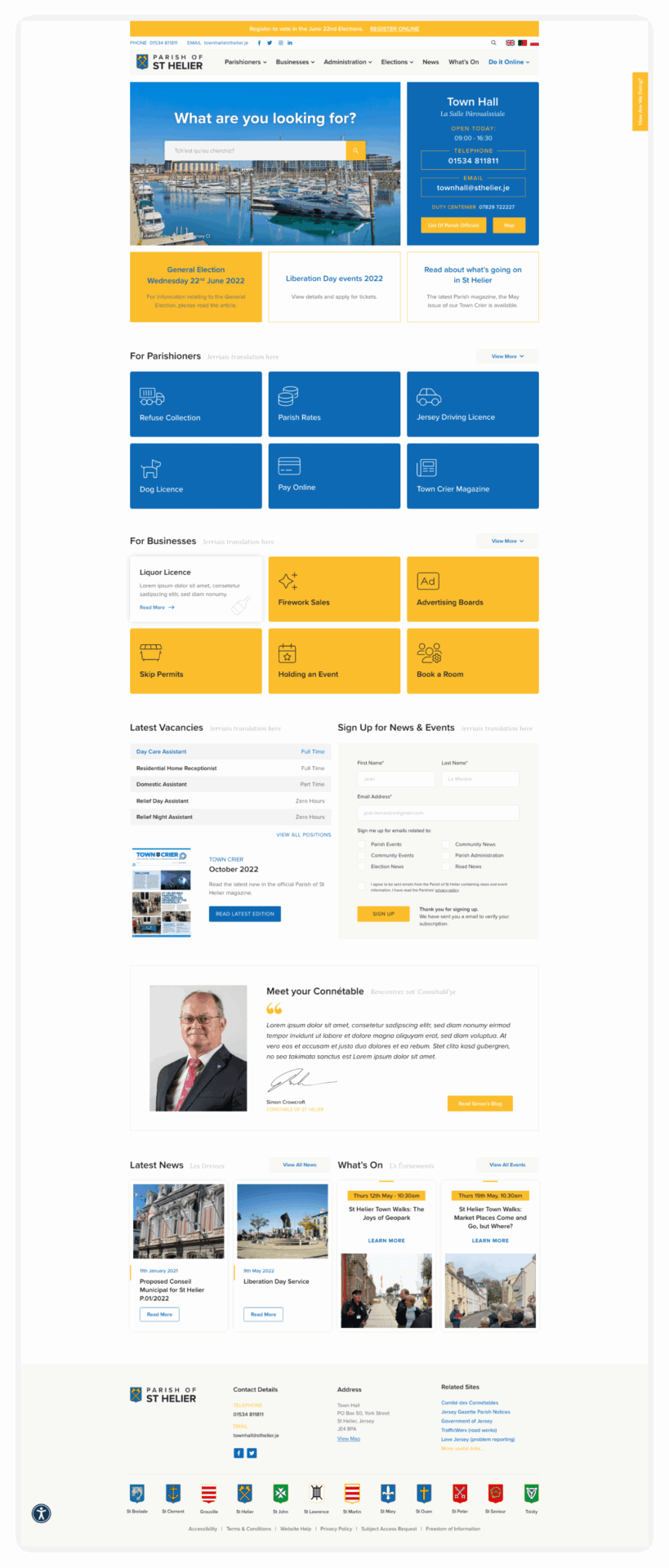 Parish of St Helier web design project Blue Llama