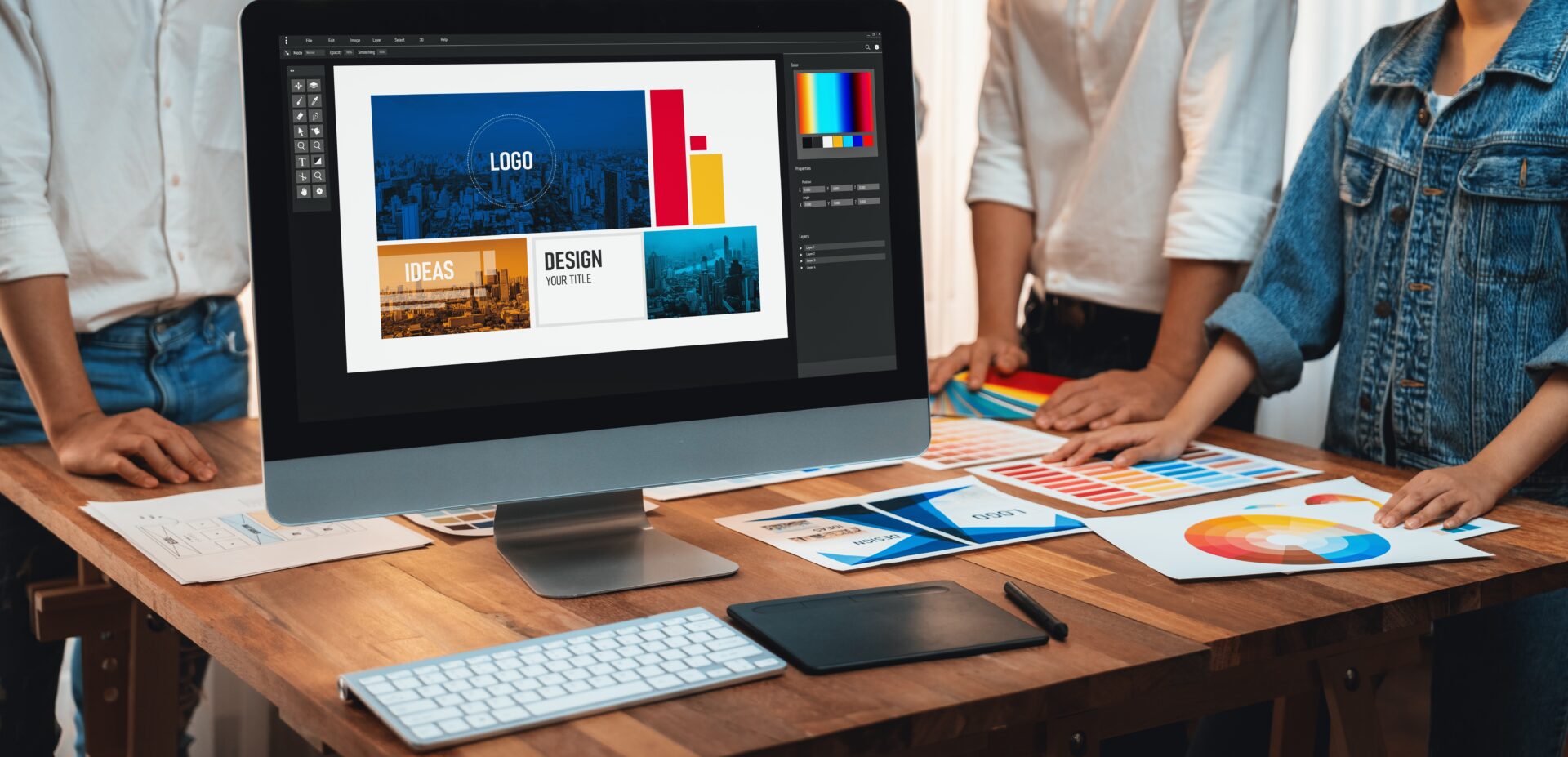 Graphic,Designer,Brainstorming,Logo,And,Graphic,Art,At,Busy,Artistic