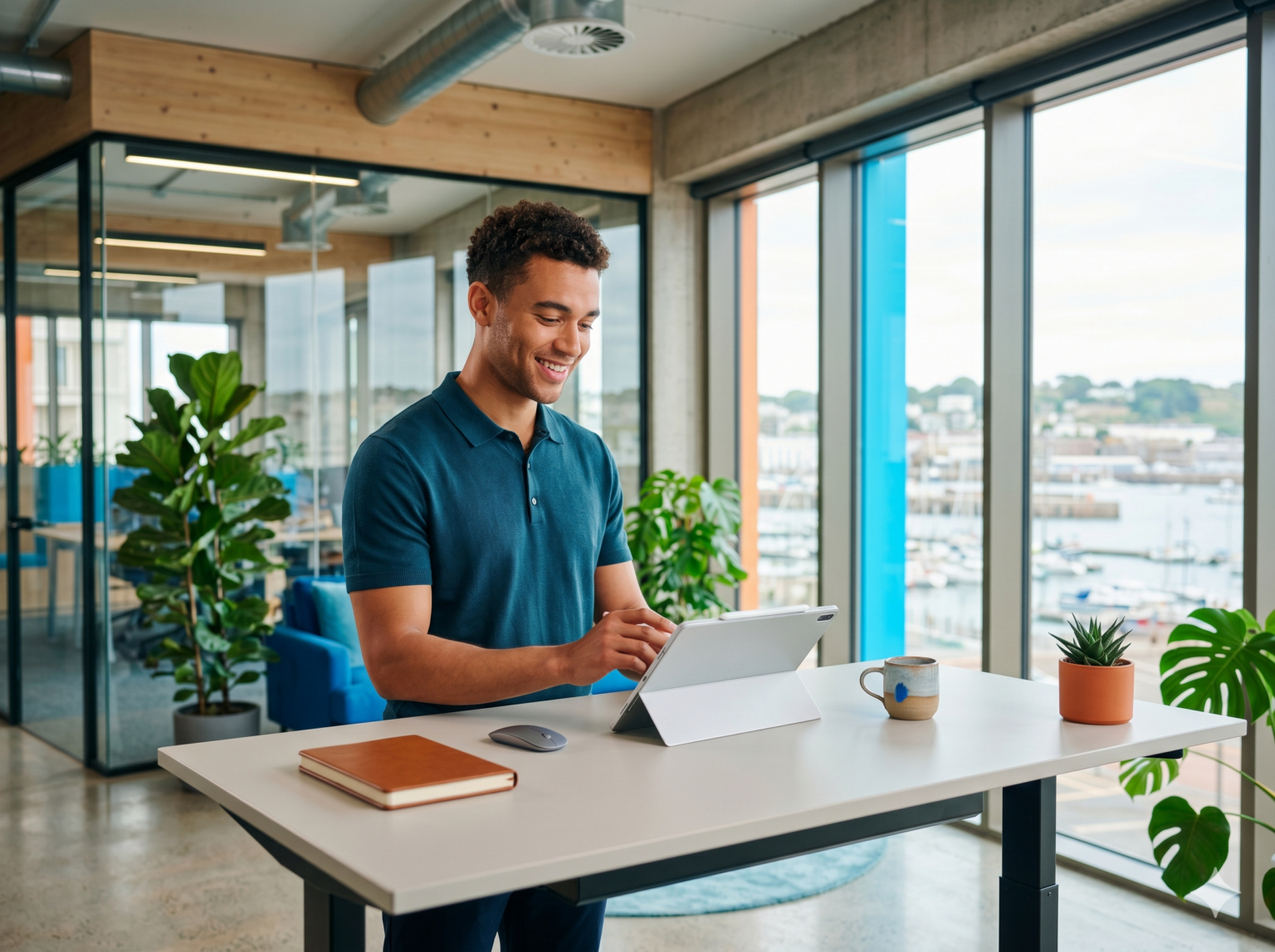 St Helier office worker using AI